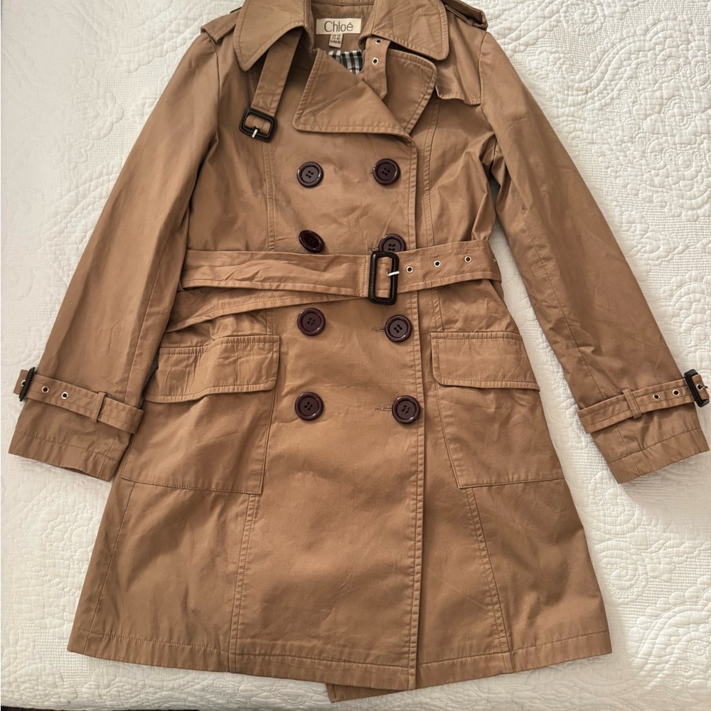 Chloe Double-Breasted Brown Trench Coat